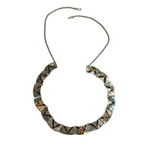 Massive Vintage LS Taxco Mexican Sterling Silver Abalone Statement Necklace